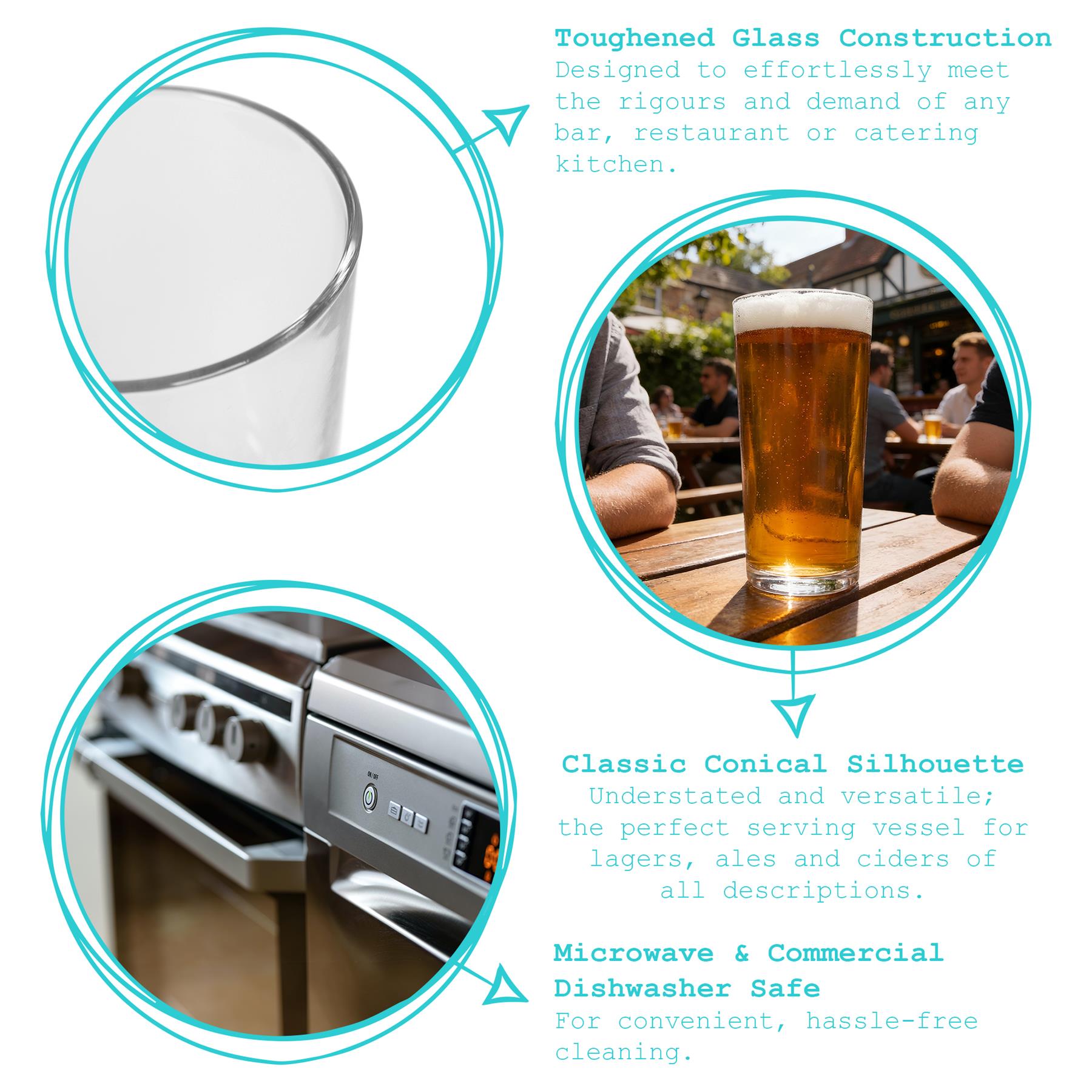 510ml (17oz) Southwark Glass Beer Mugs - Pack of 24