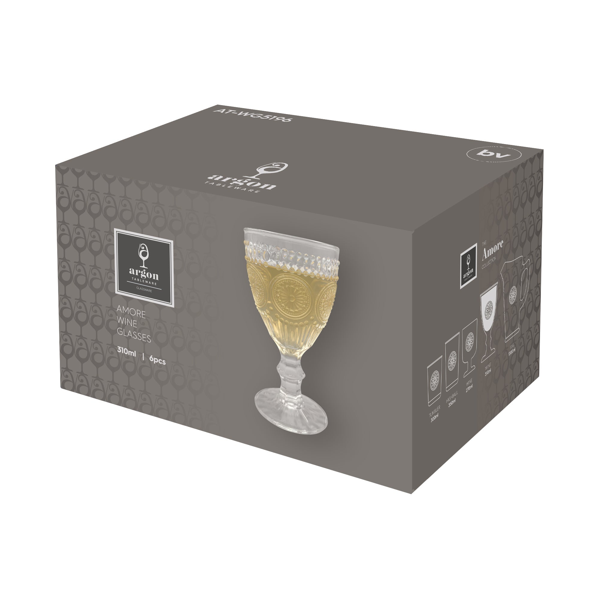 310ml Amore Ribbed Wine Glasses - Pack of 6