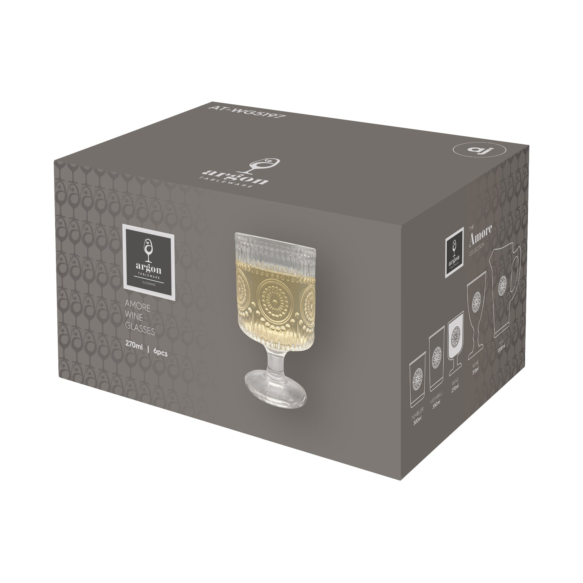 270ml Amore Ribbed Wine Glasses - Pack of 6