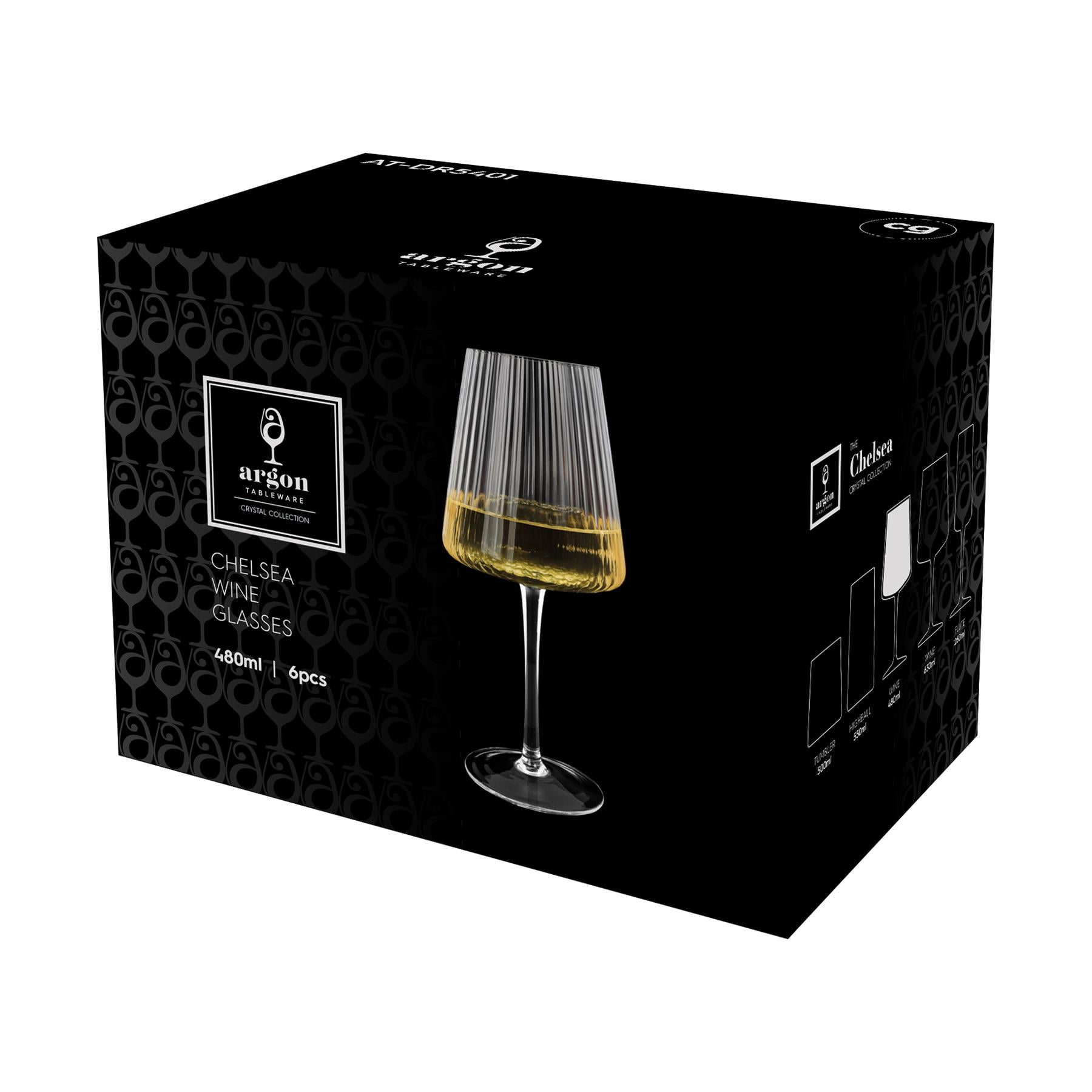 480ml Chelsea Optic Crystal White Wine Glasses - Pack of 6
